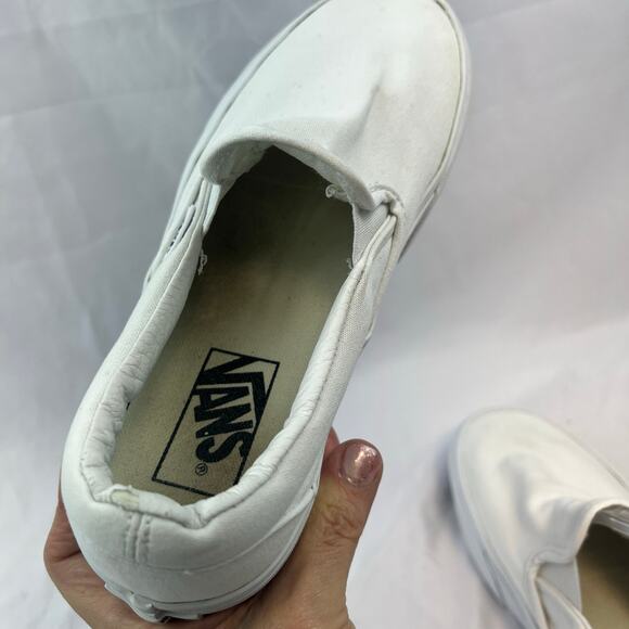 Vans Classic Slip On White Canvas Skate Shoes Men 6 Women 7.5 Streetwear Sneaker main image 6